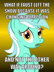 Size: 625x833 | Tagged: safe, banned from derpibooru, deleted from derpibooru, derpibooru import, lyra heartstrings, conspiracy lyra, drama bait, exploitable meme, meme