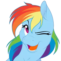 Size: 5000x5000 | Tagged: safe, artist:djdavid98, artist:dvixie, banned from derpibooru, deleted from derpibooru, derpibooru import, rainbow dash, .ai available, .svg available, absurd resolution, bust, cute, dashabetes, one eye closed, simple background, solo, transparent background, vector, wink