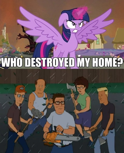 Size: 639x790 | Tagged: safe, banned from derpibooru, deleted from derpibooru, derpibooru import, twilight sparkle, alicorn, bill dauterive, boomhauer, dale gribble, exploitable meme, hank hill, king of the hill, meme, obligatory pony, peggy hill, twilight sparkle (alicorn), who destroyed twilight's home
