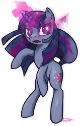 Size: 761x1200 | Tagged: safe, artist:ponyshot, banned from derpibooru, deleted from derpibooru, derpibooru import, twilight sparkle, pony, unicorn, cutie mark eyes, female, glowing horn, horn, magic, mare, rearing, simple background, solo, transparent background, wingding eyes