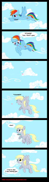 Size: 726x2684 | Tagged: safe, artist:silverslinger, banned from derpibooru, deleted from derpibooru, derpibooru import, derpy hooves, rainbow dash, pegasus, pony, bubblegum, comic, female, food, gum, mare