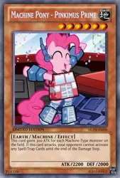 Size: 333x493 | Tagged: safe, artist:poppixierex, banned from derpibooru, deleted from derpibooru, derpibooru import, pinkie pie, card, optimus prime, tcg, trading card, transformers, yu-gi-oh!