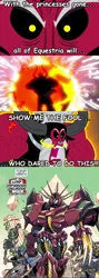 Size: 533x1500 | Tagged: safe, banned from derpibooru, deleted from derpibooru, derpibooru import, edit, edited screencap, screencap, lord tirek, medusa, twilight's kingdom, bruton, comic, crossover, destructons, exploitable meme, lord imperious delirious, meme, psychokhan, robots, screencap comic, tirek vs everyone meme, transformers