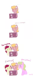 Size: 800x1828 | Tagged: safe, artist:amnestie, banned from derpibooru, deleted from derpibooru, derpibooru import, daisy, flower wishes, goldengrape, lily, lily valley, roseluck, sir colton vines iii, ask lily, ask, comic, computer, daisygrape, female, male, shipping, straight, tumblr