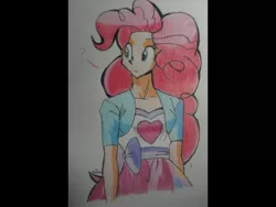 Size: 2048x1536 | Tagged: safe, artist:jofca, banned from derpibooru, deleted from derpibooru, derpibooru import, pinkie pie, equestria girls, question mark, solo, traditional art