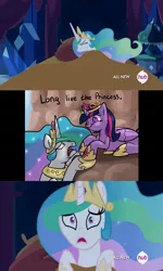 Size: 853x1425 | Tagged: safe, artist:slavedemorto, banned from derpibooru, deleted from derpibooru, derpibooru import, princess celestia, twilight sparkle, alicorn, celestia's nightmare, exploitable meme, faic, meme, smirk, the lion king, twiface, twilight sparkle (alicorn), tyrant sparkle, wrong neighborhood