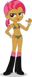 Size: 743x1762 | Tagged: suggestive, artist:punzil504, banned from derpibooru, deleted from derpibooru, derpibooru import, edit, idw, babs seed, equestria girls, belly button, boots, bra, clothes, ear piercing, earring, female, green underwear, image, jewelry, lolicon, panties, piercing, png, shoes, simple background, solo, solo female, transparent background, underage, underwear, underwear edit, vector