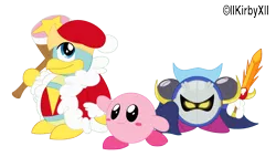 Size: 2104x1194 | Tagged: safe, artist:llkirbyxll, banned from derpibooru, deleted from derpibooru, derpibooru import, king dedede, kirby, meta knight, style emulation