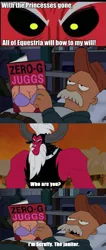 Size: 575x1356 | Tagged: safe, banned from derpibooru, deleted from derpibooru, derpibooru import, lord tirek, exploitable meme, futurama, meme, scruffy, tirek vs everyone meme