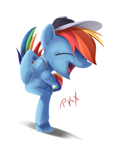 Size: 1000x1200 | Tagged: safe, artist:ponykillerx, banned from derpibooru, deleted from derpibooru, derpibooru import, screencap, rainbow dash, flight to the finish, cap, coach, great moments in animation, hat, smear frame, solo, wat