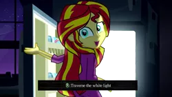 Size: 1280x720 | Tagged: safe, banned from derpibooru, deleted from derpibooru, derpibooru import, edit, edited screencap, screencap, sunset shimmer, equestria girls, rainbow rocks, action command, dark souls, exploitable meme, meme, obligatory pony, pinkie's refrigerator, refrigerator