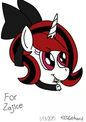 Size: 744x1052 | Tagged: safe, artist:xwoofyhoundx, banned from derpibooru, deleted from derpibooru, derpibooru import, oc, oc:lilith, unofficial characters only, bow, bust, happy, head only, inkscape, portrait, solo, tongue out, vector