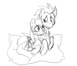 Size: 989x852 | Tagged: safe, artist:ashleynicholsart, banned from derpibooru, deleted from derpibooru, derpibooru import, derpy hooves, doctor whooves, time turner, pegasus, pony, doctorderpy, female, male, mare, monochrome, shipping, straight