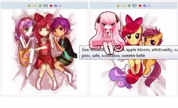 Size: 512x311 | Tagged: safe, banned from derpibooru, deleted from derpibooru, derpibooru import, apple bloom, scootaloo, sweetie belle, derpibooru, cute, cutie mark crusaders, exploitable meme, fail, heart attack, juxtaposition, juxtaposition win, meme, meta, shameful display, strategically covered