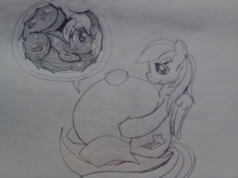 Size: 2048x1536 | Tagged: questionable, artist:pokeman-114, banned from derpibooru, deleted from derpibooru, derpibooru import, rainbow dash, oc, oc:sierra summit, belly, internal, preddash, traditional art, vore