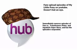 Size: 960x625 | Tagged: safe, banned from derpibooru, deleted from derpibooru, derpibooru import, hat, hubble, hub logo, scumbag hat, the hub
