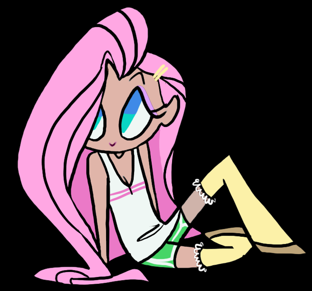 Size: 691x644 | Tagged: safe, artist:softsalami, banned from derpibooru, deleted from derpibooru, derpibooru import, edit, fluttershy, human, humanized, solo