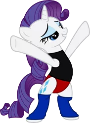 Size: 4000x5492 | Tagged: safe, artist:the-aziz, banned from derpibooru, deleted from derpibooru, derpibooru import, rarity, bedroom eyes, bipedal, clothes, cute, leg warmers, leotard, simple background, solo, transparent background, vector, workout outfit