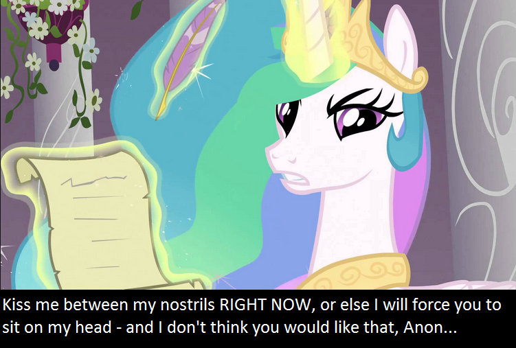 Size: 751x507 | Tagged: safe, banned from derpibooru, deleted from derpibooru, derpibooru import, screencap, princess celestia, oc, oc:anon, bronybait, double nostrils, meta, nostril fetish