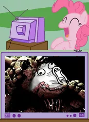 Size: 563x770 | Tagged: safe, banned from derpibooru, deleted from derpibooru, derpibooru import, pinkie pie, exploitable meme, five nights at freddy's 3, lol, meme, obligatory pony, springtrap, tv meme