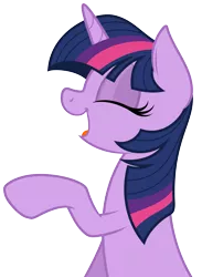 Size: 3655x5000 | Tagged: safe, artist:zutheskunk, banned from derpibooru, deleted from derpibooru, derpibooru import, twilight sparkle, unicorn, absurd resolution, eyes closed, female, laughing, mare, open mouth, pointing, simple background, smiling, solo, transparent background, vector