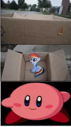 Size: 397x706 | Tagged: safe, banned from derpibooru, deleted from derpibooru, derpibooru import, rainbow dash, fanfic:my little dashie, exploitable meme, good people finding dash meme, kirby, meme, obligatory pony