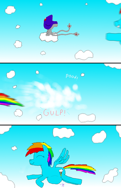 Size: 826x1280 | Tagged: suggestive, artist:hedgehogninja94, banned from derpibooru, deleted from derpibooru, derpibooru import, rainbow dash, comic, crossover, cupix, flying, pokémon, request, vore