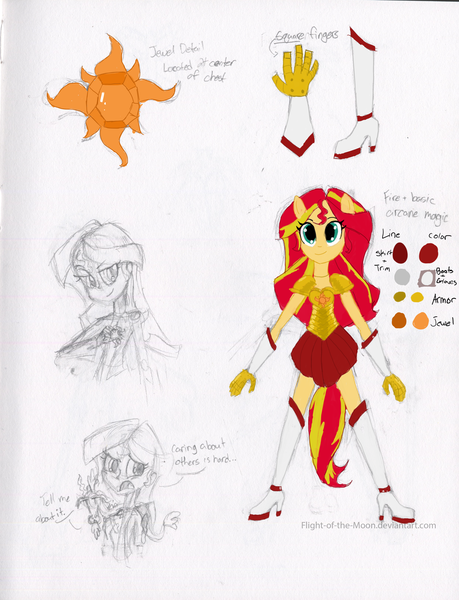 Size: 2476x3239 | Tagged: safe, artist:flight-of-the-moon, banned from derpibooru, deleted from derpibooru, derpibooru import, sunset shimmer, equestria girls, magical girl, magical sunset-chan, ponied up, reference sheet, solo