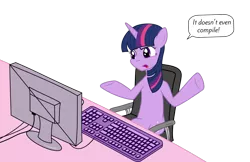 Size: 1018x658 | Tagged: safe, artist:byteslice, banned from derpibooru, deleted from derpibooru, derpibooru import, twilight sparkle, computer, programming, solo, vector