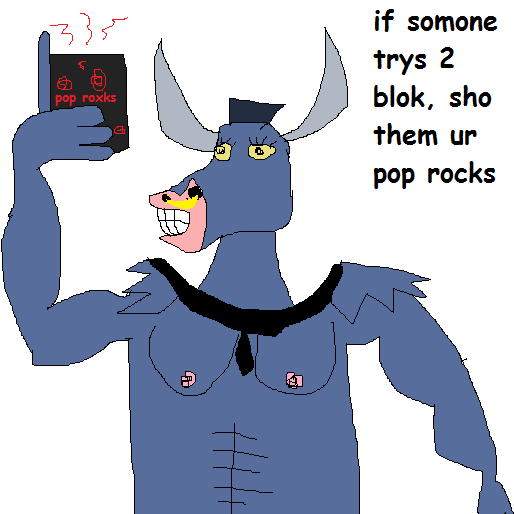 Size: 514x514 | Tagged: safe, artist:dellovan, banned from derpibooru, deleted from derpibooru, derpibooru import, iron will, comic sans, digital art, ms paint, pop rocks, stylistic suck