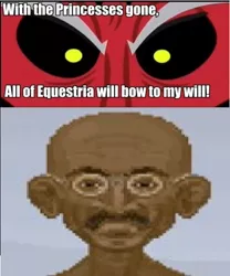 Size: 502x604 | Tagged: safe, banned from derpibooru, deleted from derpibooru, derpibooru import, screencap, lord tirek, civilization, exploitable meme, gandhi, mahatma gandhi, meme, meta, mohandas gandhi, nuclear gandhi, this will end in death, tirek is doomed, tirek vs everyone meme