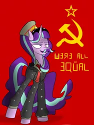 Size: 3000x4000 | Tagged: safe, artist:amarcato, banned from derpibooru, deleted from derpibooru, derpibooru import, starlight glimmer, the cutie map, communism, facial hair, josef stalin, moustache, solo, soviet union, stalin glimmer