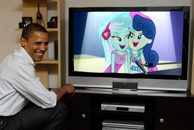 Size: 800x535 | Tagged: safe, banned from derpibooru, deleted from derpibooru, derpibooru import, screencap, bon bon, lyra heartstrings, sweetie drops, equestria girls, rainbow rocks, american presidents, barack obama, exploitable meme, faic, meme, obligatory pony, photo, politics, tv meme