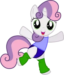 Size: 3447x4001 | Tagged: safe, artist:the-aziz, banned from derpibooru, deleted from derpibooru, derpibooru import, sweetie belle, bipedal, cute, happy, leg warmers, looking at you, open mouth, simple background, solo, transparent background, vector, workout outfit