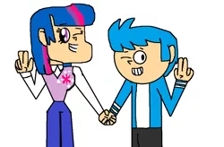Size: 1054x690 | Tagged: safe, artist:britishgirl2012, banned from derpibooru, deleted from derpibooru, derpibooru import, twilight sparkle, human, crossover, crossover shipping, female, humanized, image, male, mordecai, mordetwi, png, regular show, shipping, straight
