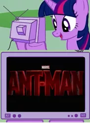 Size: 563x775 | Tagged: safe, banned from derpibooru, deleted from derpibooru, derpibooru import, screencap, twilight sparkle, ant-man, exploitable meme, marvel, meme, obligatory pony, solo, tv meme