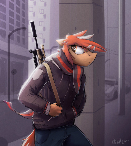 Size: 1280x1430 | Tagged: safe, artist:duh-veed, banned from derpibooru, deleted from derpibooru, derpibooru import, oc, oc:glacier, unofficial characters only, anthro, explicit source, gun, sniper, weapon