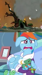 Size: 1065x1862 | Tagged: safe, banned from derpibooru, deleted from derpibooru, derpibooru import, screencap, rainbow dash, tank, tanks for the memories, twilight's kingdom, caption, clothes, dashie slippers, golden oaks library, image macro, meme, reaction image, sad, slippers, tank slippers, text, time to say goodbye dash