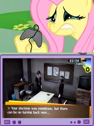 Size: 556x749 | Tagged: safe, banned from derpibooru, deleted from derpibooru, derpibooru import, fluttershy, adachi tohru, bad end, exploitable meme, fluttercry, meme, obligatory pony, persona, persona 4, tv meme, yu narukami