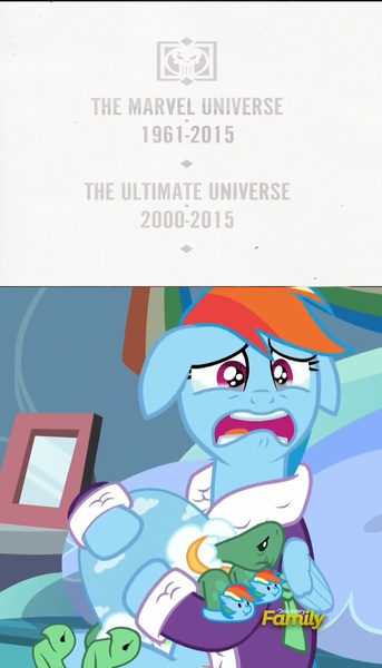 Size: 1065x1862 | Tagged: safe, banned from derpibooru, deleted from derpibooru, derpibooru import, tank, tanks for the memories, clothes, dashie slippers, marvel, marvel comics, marvel universe, meme, obligatory pony, secret wars, slippers, tank slippers, time to say goodbye dash, ulitmate universe