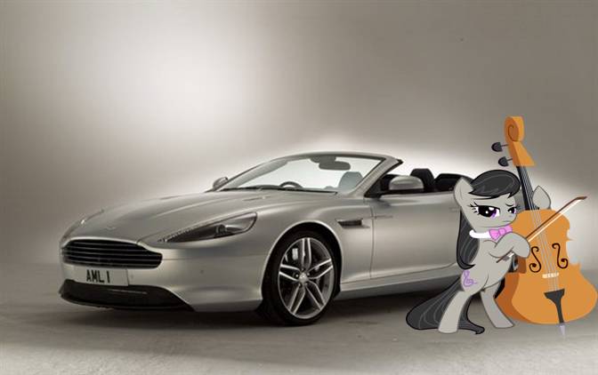 Size: 672x422 | Tagged: safe, artist:dontae98, banned from derpibooru, deleted from derpibooru, derpibooru import, octavia melody, aston martin, aston martin db9, car, convertible, musical instrument, violin