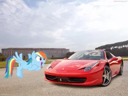 Size: 800x600 | Tagged: safe, artist:rdbrony16, banned from derpibooru, deleted from derpibooru, derpibooru import, rainbow dash, car, ferrari, ferrari 458 italia