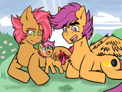 Size: 794x599 | Tagged: safe, artist:toxicscootaloo, banned from derpibooru, deleted from derpibooru, derpibooru import, babs seed, scootaloo, babscoot, baby, cute, family, female, foal, half r63 shipping, happy, image, male, offspring, parent:babs seed, parent:scootaloo, parents:babscoot, png, rule 63, scootababs, scooteroll, shipping, straight