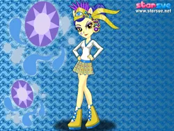 Size: 800x600 | Tagged: safe, banned from derpibooru, deleted from derpibooru, derpibooru import, sapphire shores, equestria girls, for whom the sweetie belle toils, clothes, costume, dress, equestria girls-ified, skirt, starsue