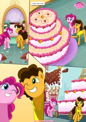 Size: 1024x1447 | Tagged: safe, artist:bbmbbf, banned from derpibooru, deleted from derpibooru, derpibooru import, cheese sandwich, pinkie pie, comic:sweet treats, equestria untamed, cake, cheesepie, comic, female, food, male, not frosting, palcomix, shipping, straight