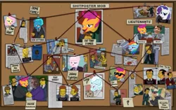 Size: 1274x798 | Tagged: safe, banned from derpibooru, deleted from derpibooru, derpibooru import, rainbow dash, scootaloo, oc, oc:fluffle puff, chart, chickun, exploitable meme, faic, forced meme, mafia, meme, pinboard, the simpsons