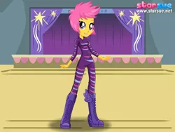 Size: 800x600 | Tagged: safe, banned from derpibooru, deleted from derpibooru, derpibooru import, scootaloo, equestria girls, rainbow rocks, the show stoppers, canterlot high, clothes, gymnasium, show stopper outfits, starsue, talent show