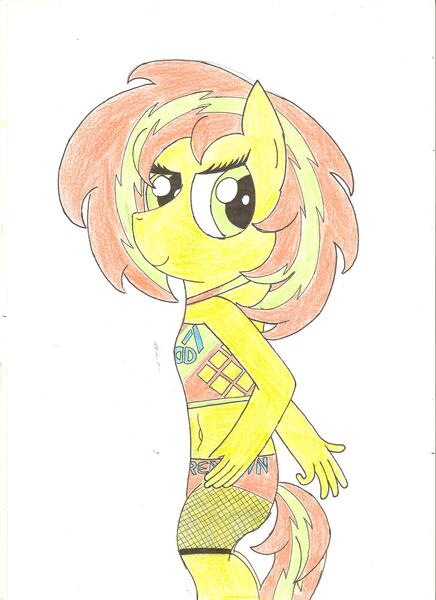 Size: 1700x2338 | Tagged: suggestive, artist:laurelcrown, banned from derpibooru, deleted from derpibooru, derpibooru import, oc, anthro, earth pony, belly button, midriff, traditional art