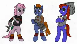 Size: 2676x1550 | Tagged: safe, artist:puzzljab, banned from derpibooru, deleted from derpibooru, derpibooru import, lancer, teddy, my little pony tales, civilian, clover, crossover, g1, pyro, spy, team fortress classic