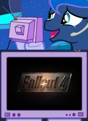 Size: 563x769 | Tagged: safe, banned from derpibooru, deleted from derpibooru, derpibooru import, princess luna, gamer luna, exploitable meme, fallout, fallout 4, hoax, meme, obligatory pony, tv meme